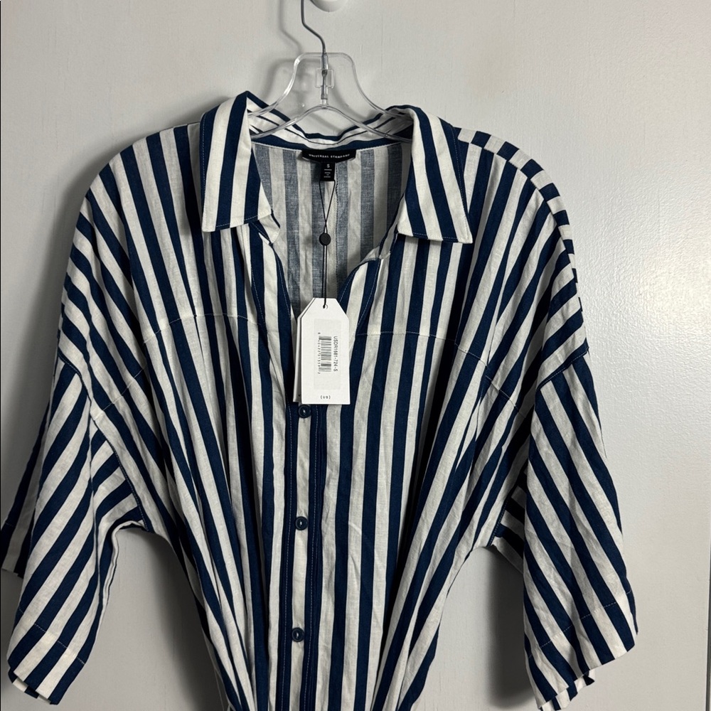 NWT Universal Standard Plaza Linen Shirt Dress Blue and White Stripe Size Small - Picture 6 of 10